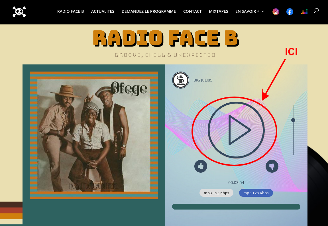 Écouter Face B sur le site web